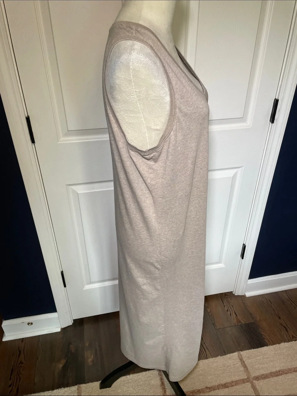 Pact Softspun Tank Midi Dress One Side Slit Organic Cotton Oatmeal Size Large